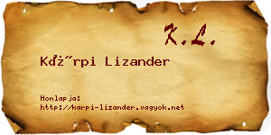 Kárpi Lizander névjegykártya